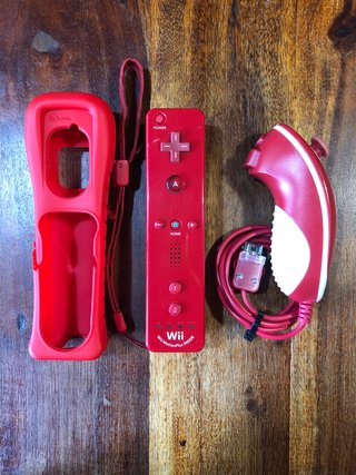 Wiimote Wii rosso motion plus con nunchuk generico