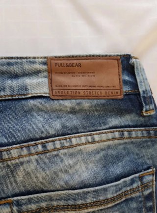Pantalón pitillo vaquero azul Pull&Bear