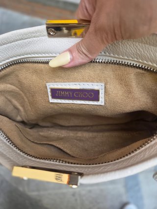 Bolso de Hombro Jimmy Choo Piel Beige