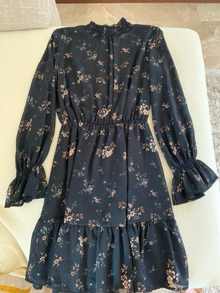 Abito fantasia floreale nero tg S