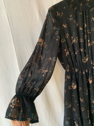 Abito fantasia floreale nero tg S
