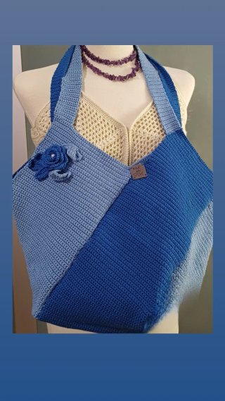 Bolso de crochet azul