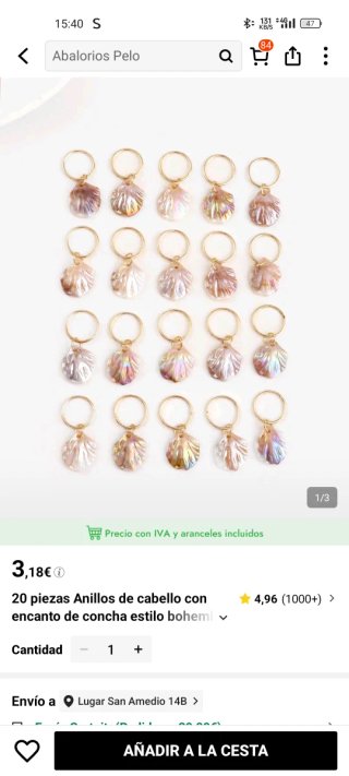 Pack: Recipiente cerámico concha + accesorios pelo