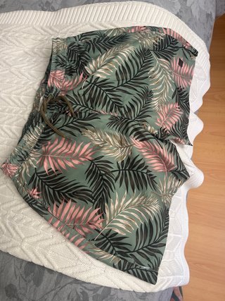 Bañador SOLID estampado hojas verde y rosa