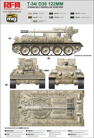 Maqueta T-34/D30 122mm Rye Field 1/35