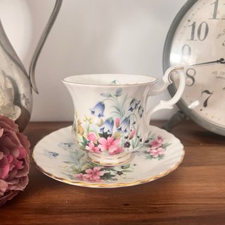 Taza y plato Royal Albert porcelana floral