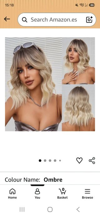 Peluca Ombre Rubia Ondulada Nueva