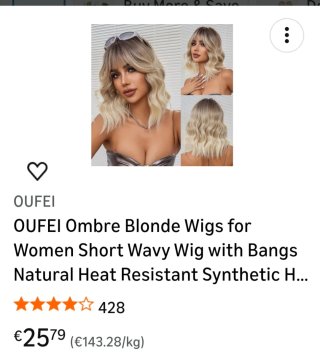 Peluca Ombre Rubia Ondulada Nueva