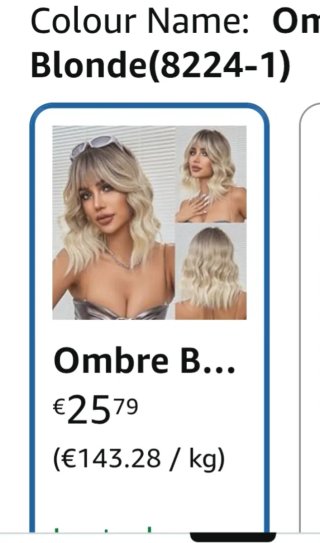 Peluca Ombre Rubia Ondulada Nueva