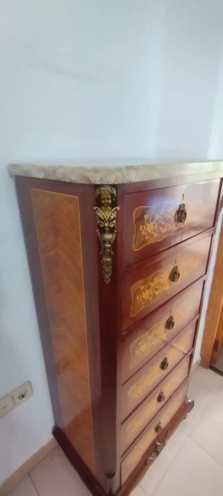 Cómoda 6 cajones mármol vintage Napoleón