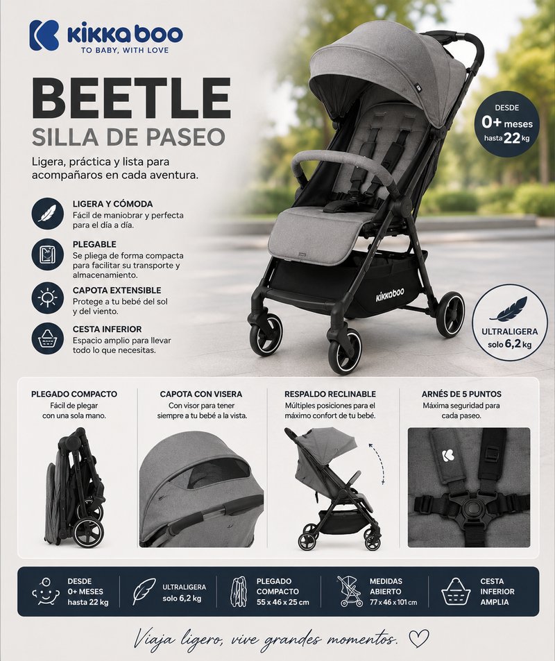 Silla de Paseo Kikkaboo Beetle Ultraligera