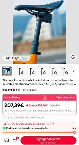 Tija telescópica control remoto