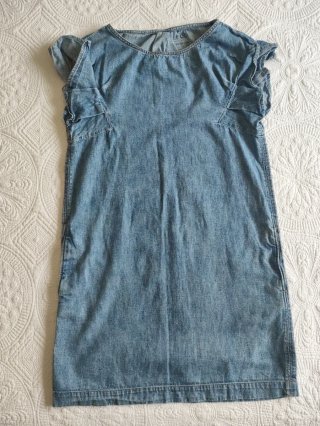 Vestido vaquero manga corta con bolsillos