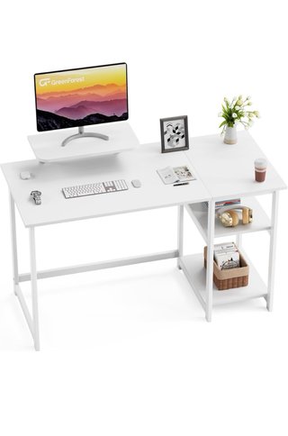Escritorio blanco 100x50 con estantería