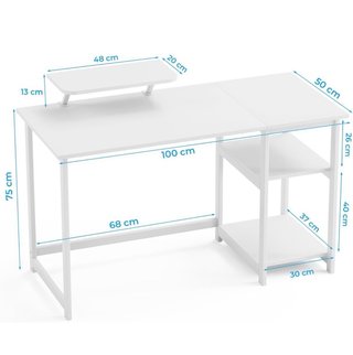 Escritorio blanco 100x50 con estantería