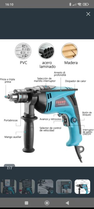 Taladro Percutor TEENO Profesional + Accesorios