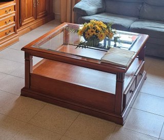 Mesa de centro madera y cristal