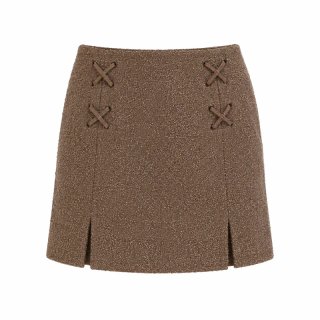 Falda corta marrón con cordones