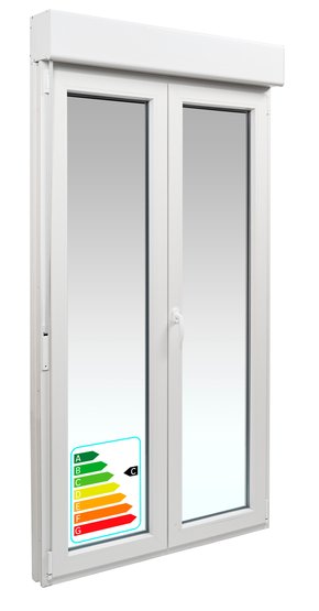 Balconera PVC Blanca Oscilobatiente con Persiana