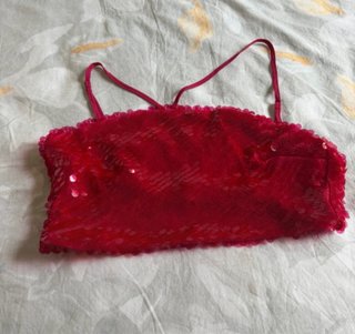 Top Zara lentejuelas rosa/rojo