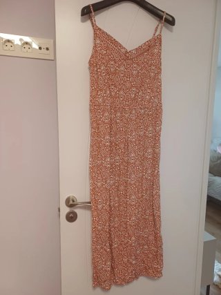 Vestido coral y blanco talla 42