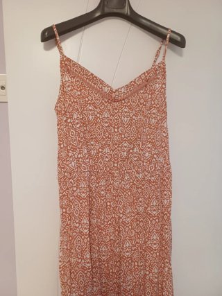 Vestido coral y blanco talla 42