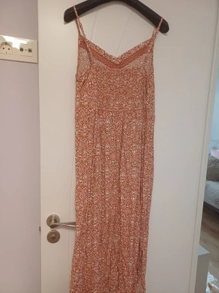 Vestido coral y blanco talla 42