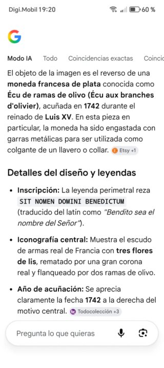 Moneda rara Antigua Ecu Plata francés Luis XV 1742