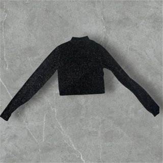 Top fiesta negro brillante cuello alto