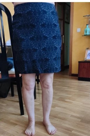 Falda estampada azul y gris