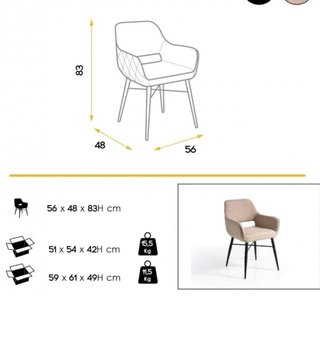 Set 4 Sillas Comedor. Tapizado beig y patas negras