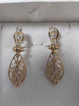 Lote 3 Pares Pendientes Vintage Oro y Verde