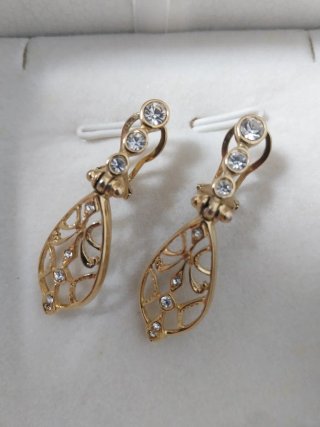 Lote 3 Pares Pendientes Vintage Oro y Verde