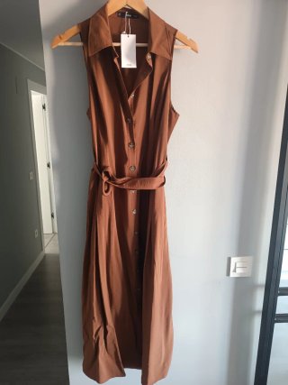 Vestido Mango Talla M Marrón