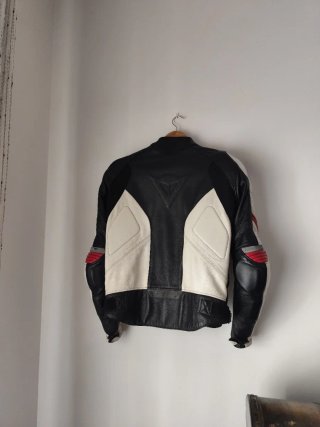 Chaqueta Dainese Cuero Negra y Blanca