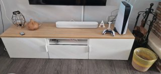 Mueble TV Besta Ikea Madera y Blanco