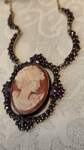 Collar Camafeo Granates Plata