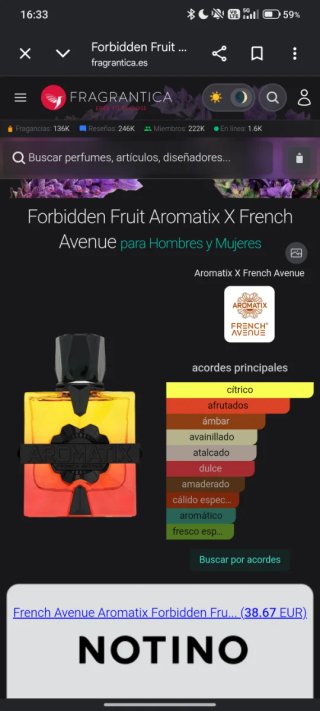 Perfume French avenue Aromatix Forbiden Fruit