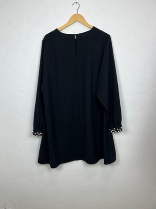 Vestido H&M Negro Manga Larga Perlas Talla 2XL