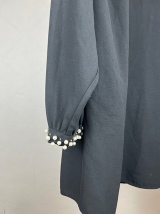 Vestido H&M Negro Manga Larga Perlas Talla 2XL
