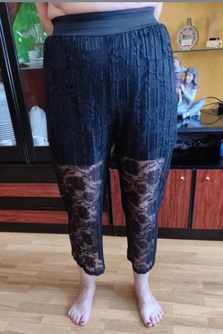 Pantalón largo negro encaje