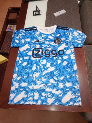 Camiseta Ajax Adidas Azul y Blanca Talla S