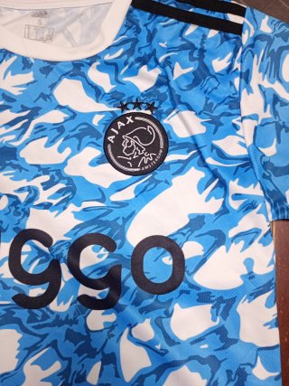 Camiseta Ajax Adidas Azul y Blanca Talla S