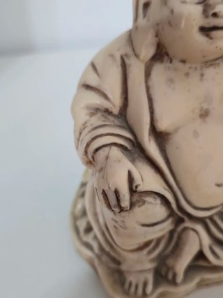 Statua Buddha Vintage in Resina/Polvere di Marmo