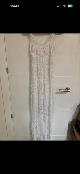 Vestido de playa blanco crochet talla única