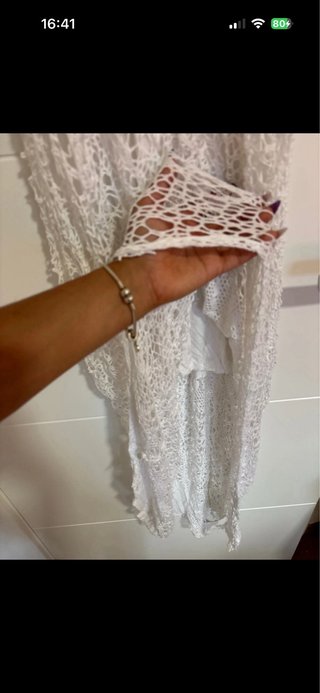 Vestido de playa blanco crochet talla única