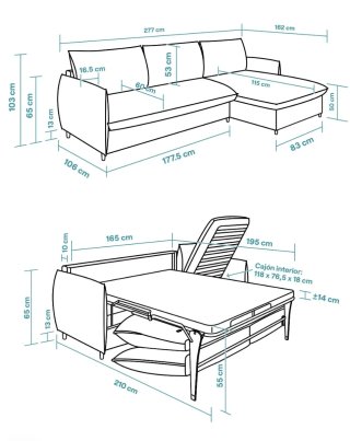 Sofá-cama Marmota Chaise Longue Gris