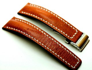 Correa de reloj Breitling Marrón/Plata 24/20mm