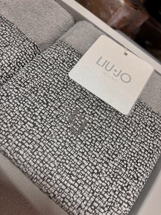 Set 2 Asciugamani Spugna Liu Jo Grigio Bianco