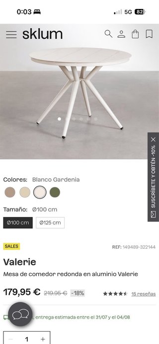 Silla de jardín Sklum ratán y metal